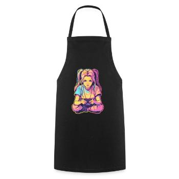 Gaming Girl Comic Look - Kochschürze - Schwarz - Vorne - AI Model Male 185 dark (185cm)