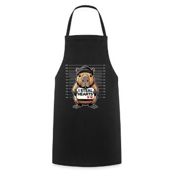 I Steal Hearts – Drôle de Capybara pour la Saint-Valentin - Tablier de cuisine - noir - Devant - AI Model Male 185 dark (185cm)