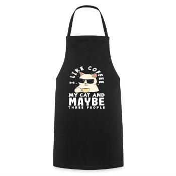 Chat amateur de café et peut-être trois - Tablier de cuisine - noir - Devant - AI Model Male 185 dark (185cm)