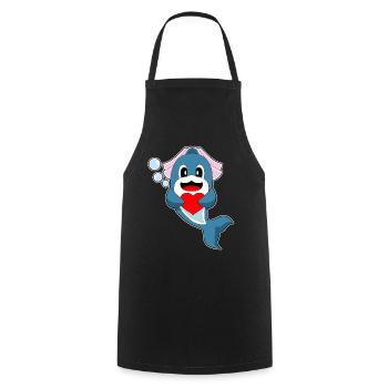 Dauphin Mariée Coeur Mariage - Tablier de cuisine - noir - Devant - AI Model Male 185 dark (185cm)