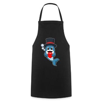 Dauphin Marié Coeur Mariage - Tablier de cuisine - noir - Devant - AI Model Male 185 dark (185cm)