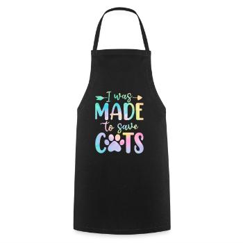 I Was Made to Save Cats Tie Dye Shelter Animal - Cooking Apron - black - Front - AI Model Male 185 dark (185cm)