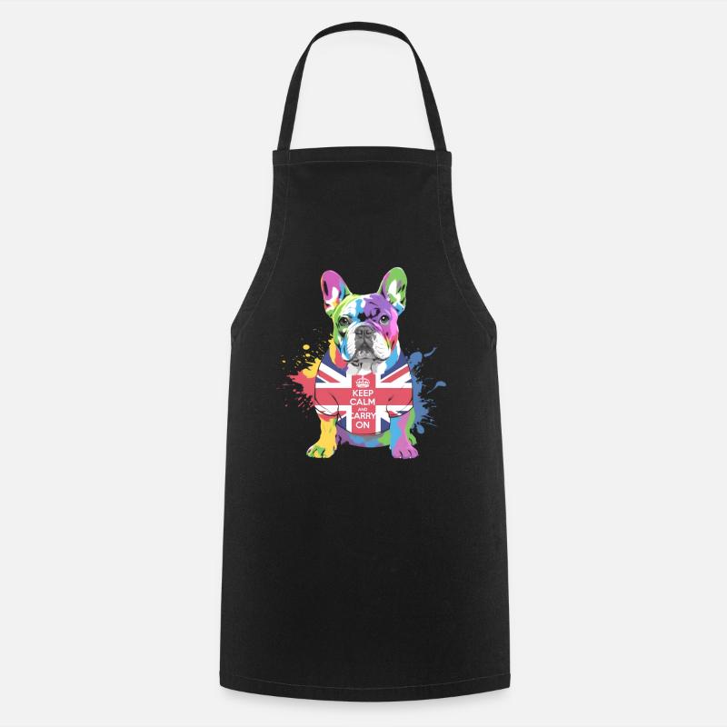 Rainbow Bulldog Union Jack - Cooking Apron - black