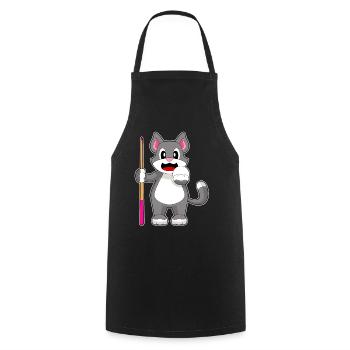 Katze Billiard Queue - Kochschürze - Schwarz - Vorne - AI Model Male 185 dark (185cm)