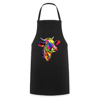 vache fermier boeuf lait veau végétalien vache vache de ferme vaches - Tablier de cuisine - noir - Devant - AI Model Male 185 dark (185cm)