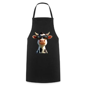 vache fermier boeuf lait veau végétalien vache vache de ferme vaches - Tablier de cuisine - noir - Devant - AI Model Male 185 dark (185cm)