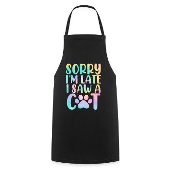 Désolé, je suis en retard, j’ai vu un ami félin Cat Tie Dye - Tablier de cuisine - noir - Devant - AI Model Male 185 dark (185cm)
