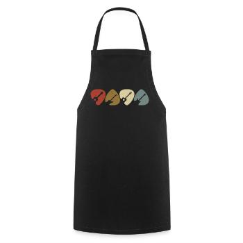 Retro Vintage Guitar Pick Player - Cooking Apron - black - Front - AI Model Male 185 dark (185cm)