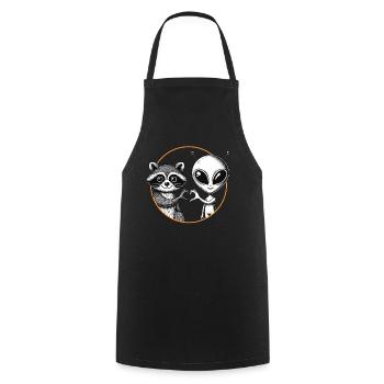 Raccoon, Alien, Heart Hand, Love - Cooking Apron - black - Front - AI Model Male 185 dark (185cm)
