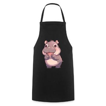 Hippopotamus Hippopotamus - Cooking Apron - black - Front - AI Model Male 185 dark (185cm)