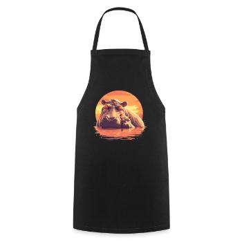 Hippopotamus Hippopotamus - Cooking Apron - black - Front - AI Model Male 185 dark (185cm)