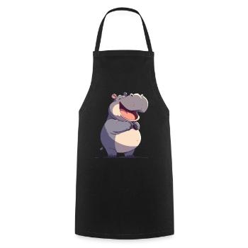Hippopotamus Hippopotamus - Cooking Apron - black - Front - AI Model Male 185 dark (185cm)