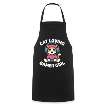 Chat Loving Gamer Girl - Tablier de cuisine - noir - Devant - AI Model Male 185 dark (185cm)