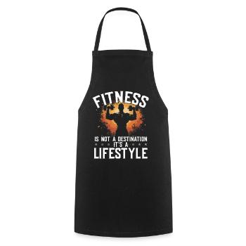 Fitness is not a destination, it's a lifestyle - Cooking Apron - black - Front - AI Model Male 185 dark (185cm)