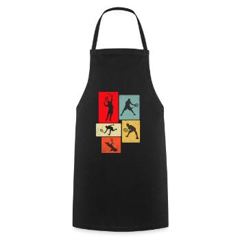 Jouer au tennis rétro - Tablier de cuisine - noir - Devant - AI Model Male 185 dark (185cm)