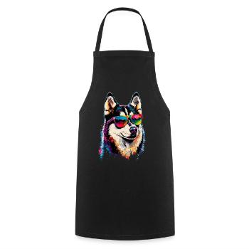 Husky Dogs Lover Dog Love Siberian Huskies - Cooking Apron - black - Front - AI Model Male 185 dark (185cm)