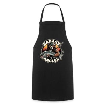 Knallharter Angler Bär Angeln Fisch Geschenk - Kochschürze - Schwarz - Vorne - AI Model Male 185 dark (185cm)