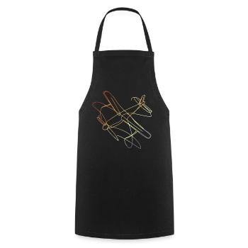 Flugzeug Line Art Vintage - Kochschürze - Schwarz - Vorne - AI Model Male 185 dark (185cm)