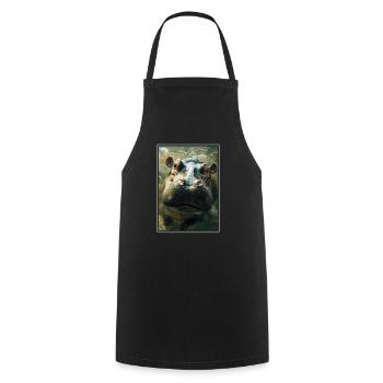Hippopotamus Hippopotamus - Cooking Apron - black - Front - AI Model Male 185 dark (185cm)