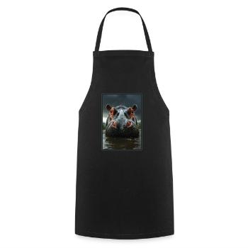 Hippopotamus Hippopotamus - Cooking Apron - black - Front - AI Model Male 185 dark (185cm)