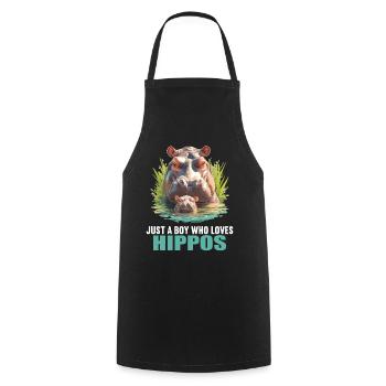 Hippopotamus Hippopotamus - Cooking Apron - black - Front - AI Model Male 185 dark (185cm)