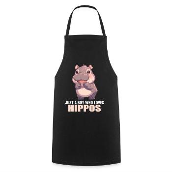 Hippopotamus Hippopotamus - Cooking Apron - black - Front - AI Model Male 185 dark (185cm)
