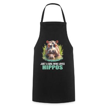 Hippopotamus Hippopotamus - Cooking Apron - black - Front - AI Model Male 185 dark (185cm)