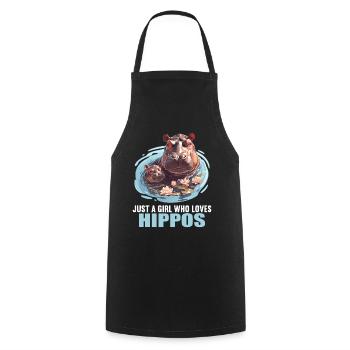 Hippopotamus Hippopotamus - Cooking Apron - black - Front - AI Model Male 185 dark (185cm)