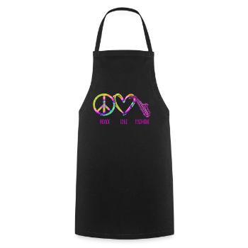 Saxophone Tie Dye Peace Love - Kochschürze - Schwarz - Vorne - AI Model Male 185 dark (185cm)
