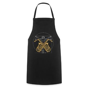 Saxophones Vitruvian Man - Cooking Apron - black - Front - AI Model Male 185 dark (185cm)