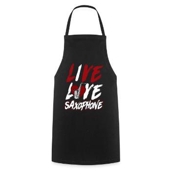 Saxophone Live Love Saxophone - Kochschürze - Schwarz - Vorne - AI Model Male 185 dark (185cm)