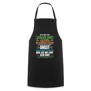 stolzer Chef von verdammt naiven Mitarbeitern - Kochschürze - Schwarz - Vorne - AI Model Male 185 dark (185cm)