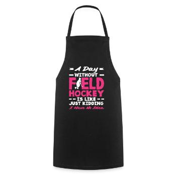 A day without field hockey players is like just fun - Cooking Apron - black - Front - AI Model Male 185 dark (185cm)