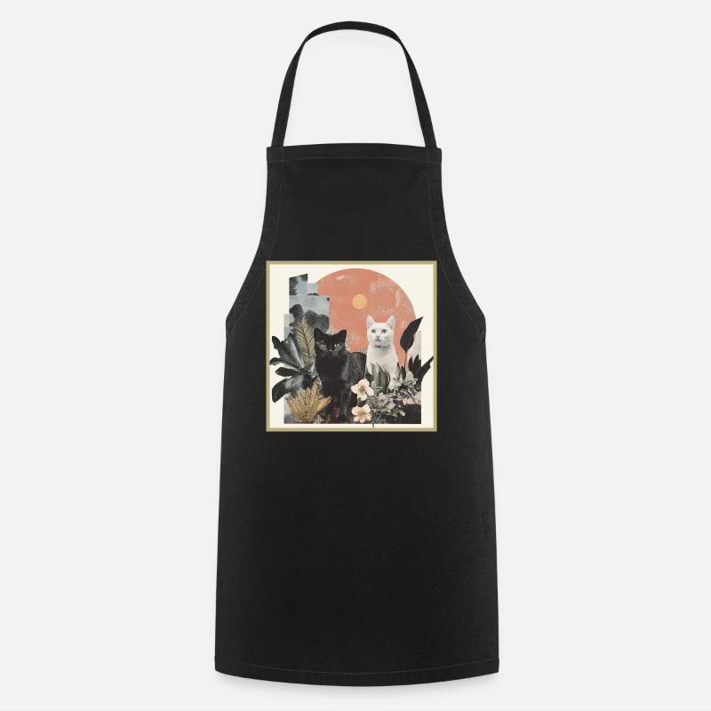 cats collage - Cooking Apron - black