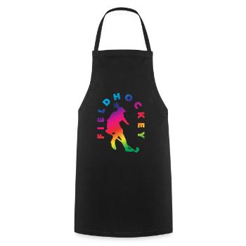 Field Hockey Player Silhouette Rainbow Effect - Cooking Apron - black - Front - AI Model Male 185 dark (185cm)