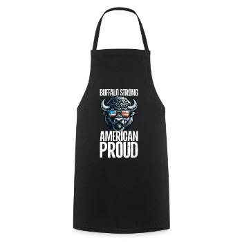 4th of July American Buffalo USA Flag Bison - Cooking Apron - black - Front - AI Model Male 185 dark (185cm)