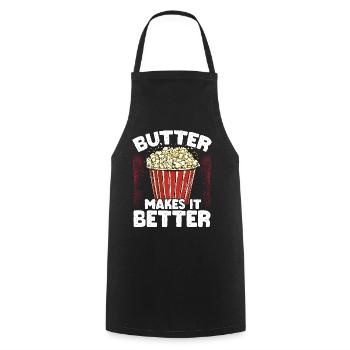 Butter Makes It Better Popcorn - Kochschürze - Schwarz - Vorne - AI Model Male 185 dark (185cm)