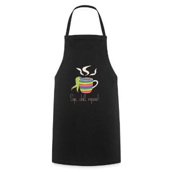 Sip, chill, repead - Rainbow Coffee Lover - Cooking Apron - black - Front - AI Model Male 185 dark (185cm)