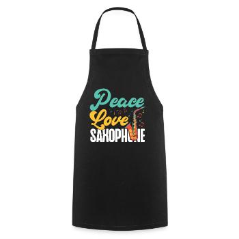 Saxophone Girl Peace Love - Cooking Apron - black - Front - AI Model Male 185 dark (185cm)