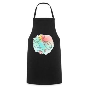 Mother, father, baby - colorful family motif - Cooking Apron - black - Front - AI Model Male 185 dark (185cm)
