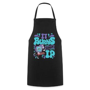 Funny saying "It Burns when I Pee"! - Cooking Apron - black - Front - AI Model Male 185 dark (185cm)