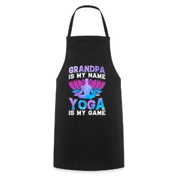 Grandpa is my name Yoga is my game - Yoga - Kochschürze - Schwarz - Vorne - AI Model Male 185 dark (185cm)
