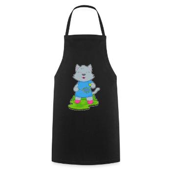 Cat Tennis Tennis Racket - Cooking Apron - black - Front - AI Model Male 185 dark (185cm)