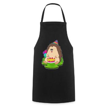 Gâteau d’anniversaire hérisson - Tablier de cuisine - noir - Devant - AI Model Male 185 dark (185cm)