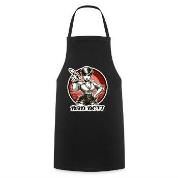 Naughty woman scolds bad boys, bad boy! - Cooking Apron - black - Front - AI Model Male 185 dark (185cm)