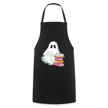 Books Reading Ghost Ghost on Halloween - Cooking Apron - black - Front - AI Model Male 185 dark (185cm)