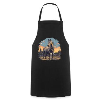 Pferde Pferd - Kochschürze - Schwarz - Vorne - AI Model Male 185 dark (185cm)