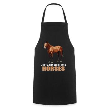 Pferde Pferd - Kochschürze - Schwarz - Vorne - AI Model Male 185 dark (185cm)