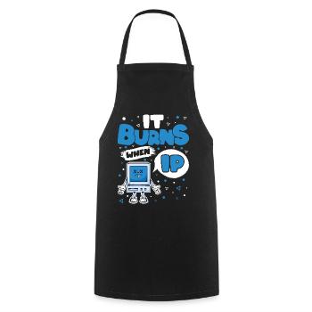 Funny saying "It Burns when I Pee"! Sarcastic - Cooking Apron - black - Front - AI Model Male 185 dark (185cm)