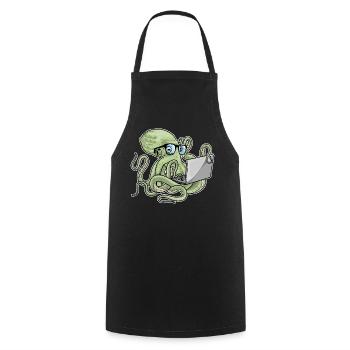 Octopus Laptop - Cooking Apron - black - Front - AI Model Male 185 dark (185cm)
